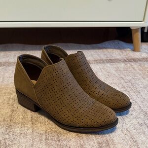 Pierre Dumas Taupe Cutout Suede-Look Ankle Booties